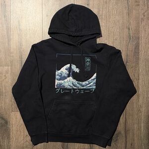 Port and Company Black Pullover Hoodie with Wave Graphic